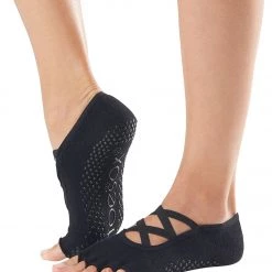 Toesox Elle Half-Toe Yoga Grip Socks Black