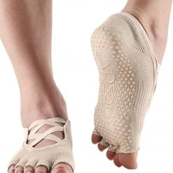 Toesox Elle Half-Toe Yoga Grip Socks Nude