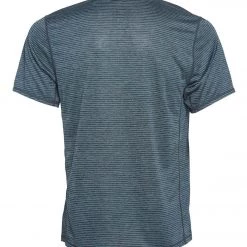 PrAna Men's Hardesty Short Sleeve Tee Grey Blue Stripe CLOTHING