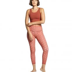 DYI Printed Signature 7/8 Yoga Leggings Brick/White Diamonds