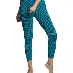 7/8 Leggings DYI Printed Signature 7/8 Yoga Leggings Navy/Ivy Stripes