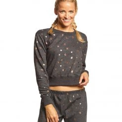 Spiritual Gangster Stars Crop Crew Pullover Vintage Black CLOTHING