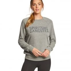 CLOTHING Spiritual Gangster SG Varsity Old School Pullover Heather Grey