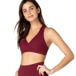 Beyond Yoga Lift Your Spirits Yoga Sports Bra Team Burgundy