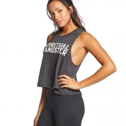 CLOTHING Spiritual Gangster SG Varsity Crop Tank Vintage Black 9 CLOTHING Spiritual Gangster SG Varsity Crop Tank Vintage Black