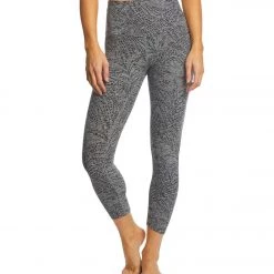 Beyond Yoga Jungle Fern Spacedye High Waisted Yoga Capris Black White Jungle Fern