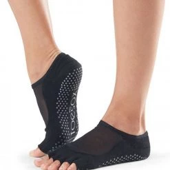 Toesox Luna Half-Toe Yoga Grip Socks Black
