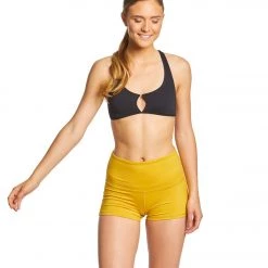 Mika Yoga Wear Bella High Waist Yoga Shorts Mustard