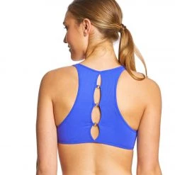 Free People Chalice Seamless Bra Blue CLOTHING