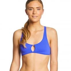 Free People Chalice Seamless Bra Blue CLOTHING