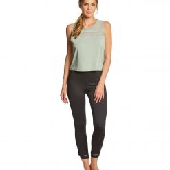 CLOTHING Marika Flounce Yoga Crop Top Slate Grey