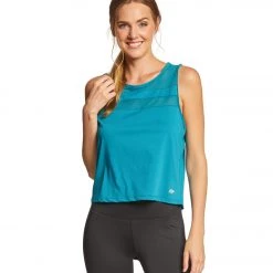 Marika Flounce Yoga Crop Top Harbor Blue CLOTHING