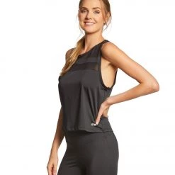 CLOTHING Marika Flounce Yoga Crop Top Black