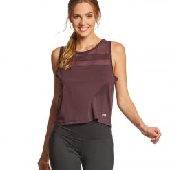 Marika Flounce Yoga Crop Top Wild Plum CLOTHING