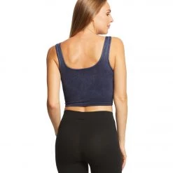 NUX Be Free Mineral Wash Seamless Yoga Crop Top Crown Blue Wash