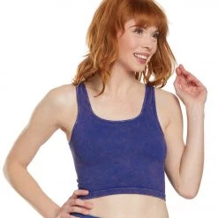 NUX Be Free Mineral Wash Seamless Yoga Crop Top Ultramarine Wash CLOTHING