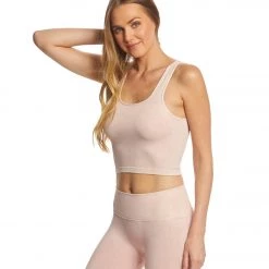 CLOTHING NUX Be Free Mineral Wash Seamless Yoga Crop Top Sheer Pink
