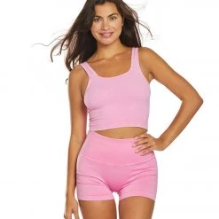NUX Be Free Mineral Wash Seamless Yoga Crop Top Knockout Pink Wash