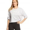 Betsey Johnson Performance LOVE Distressed Boxy Tee Light Heather Gray CLOTHING