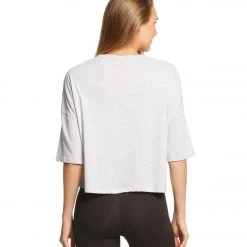 Betsey Johnson Performance LOVE Distressed Boxy Tee Light Heather Gray CLOTHING