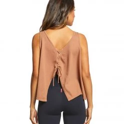 CLOTHING Hard Tail Back-To-Front Lace Up Tank Copper