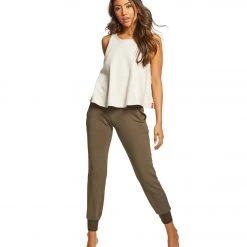 CLOTHING Hard Tail Back-To-Front Lace Up Tank Fawn