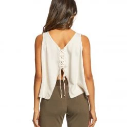 CLOTHING Hard Tail Back-To-Front Lace Up Tank Fawn