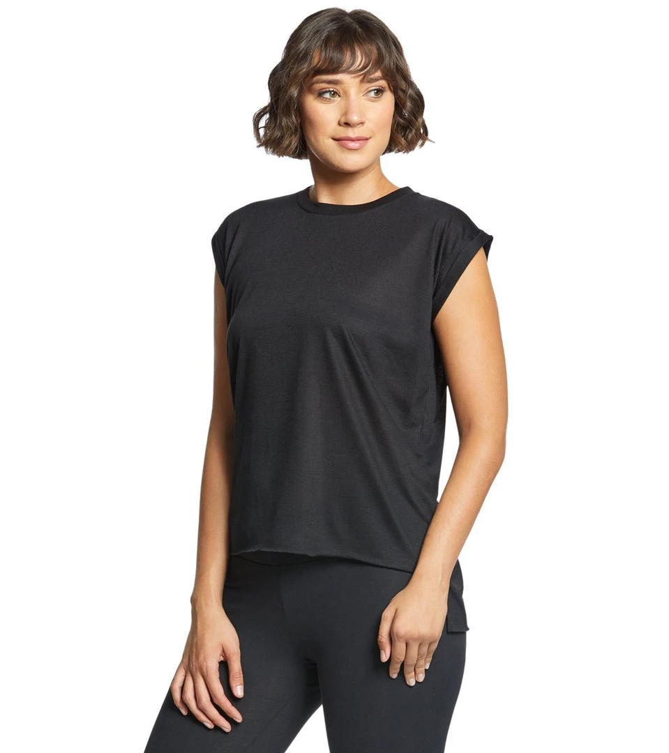 Bella + Canvas Flowy Rolled Cuff Muscle Tee Black 3 Bella + Canvas Flowy Rolled Cuff Muscle Tee Black