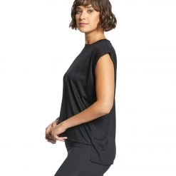 Bella + Canvas Flowy Rolled Cuff Muscle Tee Black