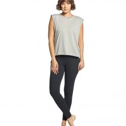 Bella + Canvas Flowy Rolled Cuff Muscle Tee Heather Stone