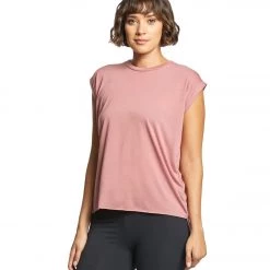 Bella + Canvas Flowy Rolled Cuff Muscle Tee Mauve CLOTHING