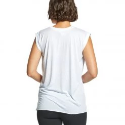 Bella + Canvas Flowy Rolled Cuff Muscle Tee White