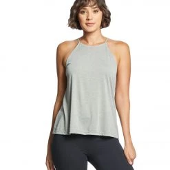 Bella + Canvas Flowy High Neck Tank Heather Stone CLOTHING