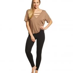 Beyond Yoga Full Eclipse V-Neck Tee Tumbleweed CLOTHING 11 Beyond Yoga Full Eclipse V-Neck Tee Tumbleweed CLOTHING