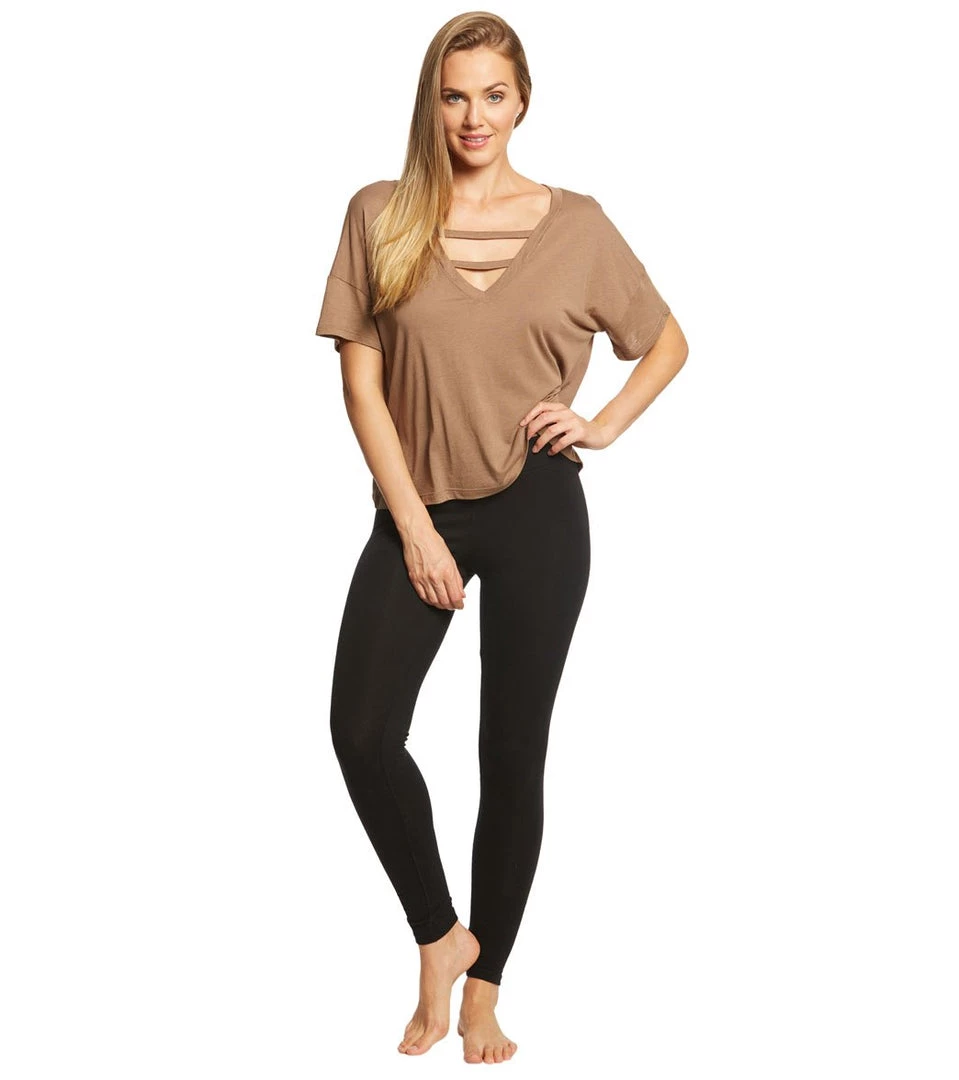 Beyond Yoga Full Eclipse V-Neck Tee Tumbleweed CLOTHING 6 Beyond Yoga Full Eclipse V-Neck Tee Tumbleweed CLOTHING