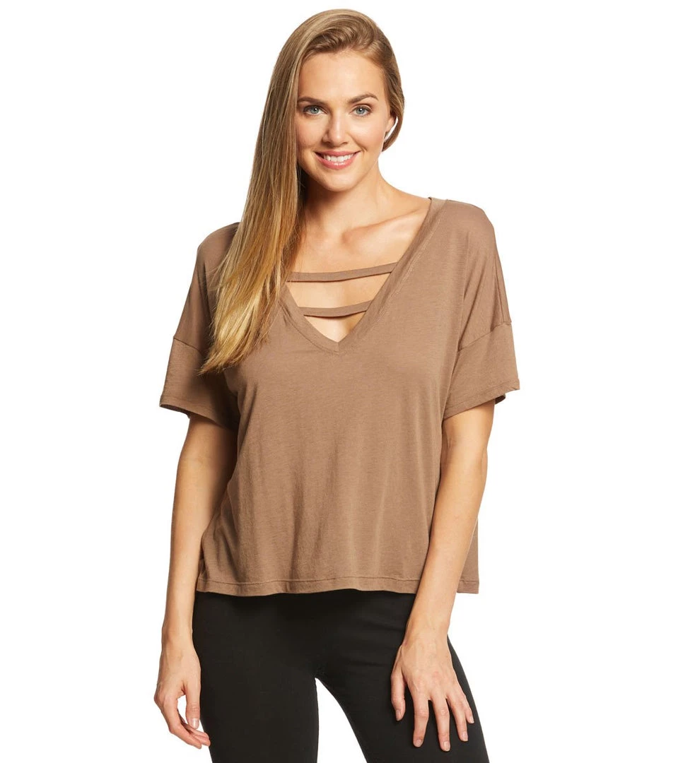 Beyond Yoga Full Eclipse V-Neck Tee Tumbleweed CLOTHING 8 Beyond Yoga Full Eclipse V-Neck Tee Tumbleweed CLOTHING