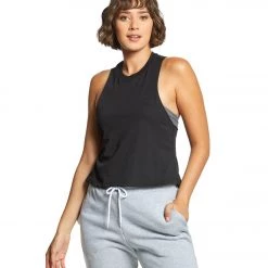Bella + Canvas Racerback Crop Tank Solid Black Blend CLOTHING
