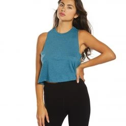 Bella + Canvas Racerback Crop Tank Heather Deep Teal
