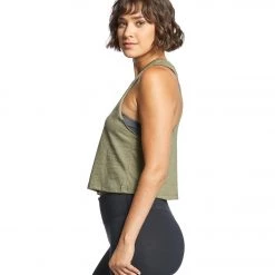 Bella + Canvas Racerback Crop Tank Heather Olive CLOTHING