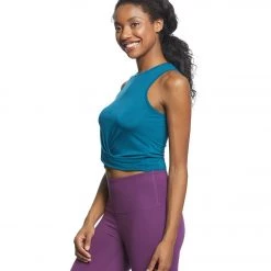 Everyday Yoga Twisted Layering Crop Tank Teal