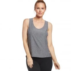 Marika Lattice Cut Out Tank Heather Black CLOTHING