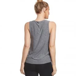 Marika Lattice Cut Out Tank Heather Black CLOTHING