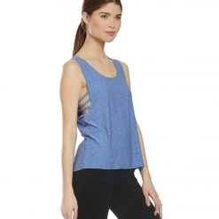 Marika Lattice Cut Out Tank Heather Harbor Blue CLOTHING
