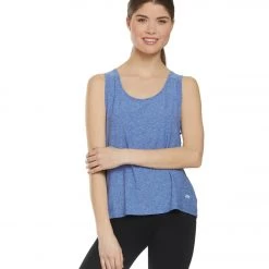 Marika Lattice Cut Out Tank Heather Harbor Blue CLOTHING
