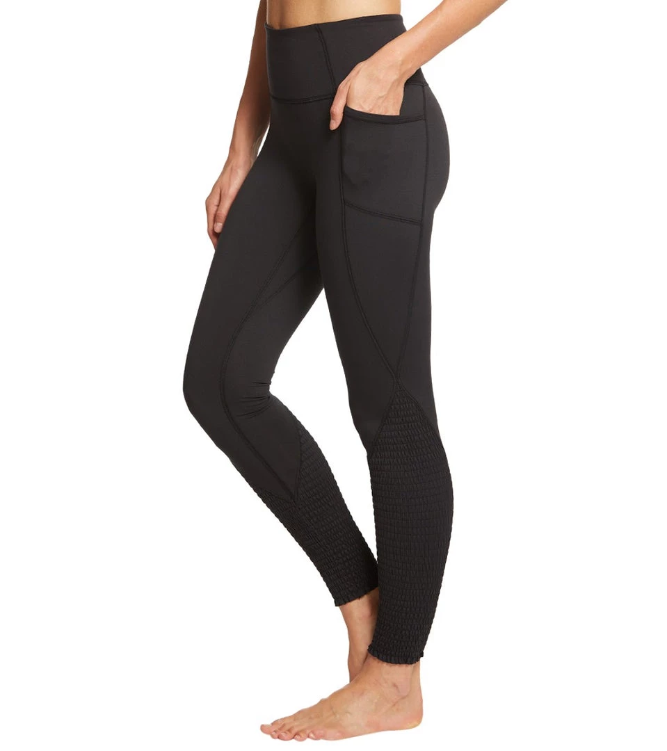 Free People Movement Time Is Now Smocked Leggings With Pockets Black Long Leggings 8 Free People Movement Time Is Now Smocked Leggings With Pockets Black Long Leggings