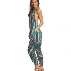 Buddha Pants Stripes Harem Jumpsuit Green