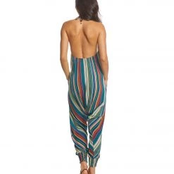 Buddha Pants Stripes Harem Jumpsuit Green