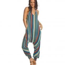 Buddha Pants Stripes Harem Jumpsuit Green
