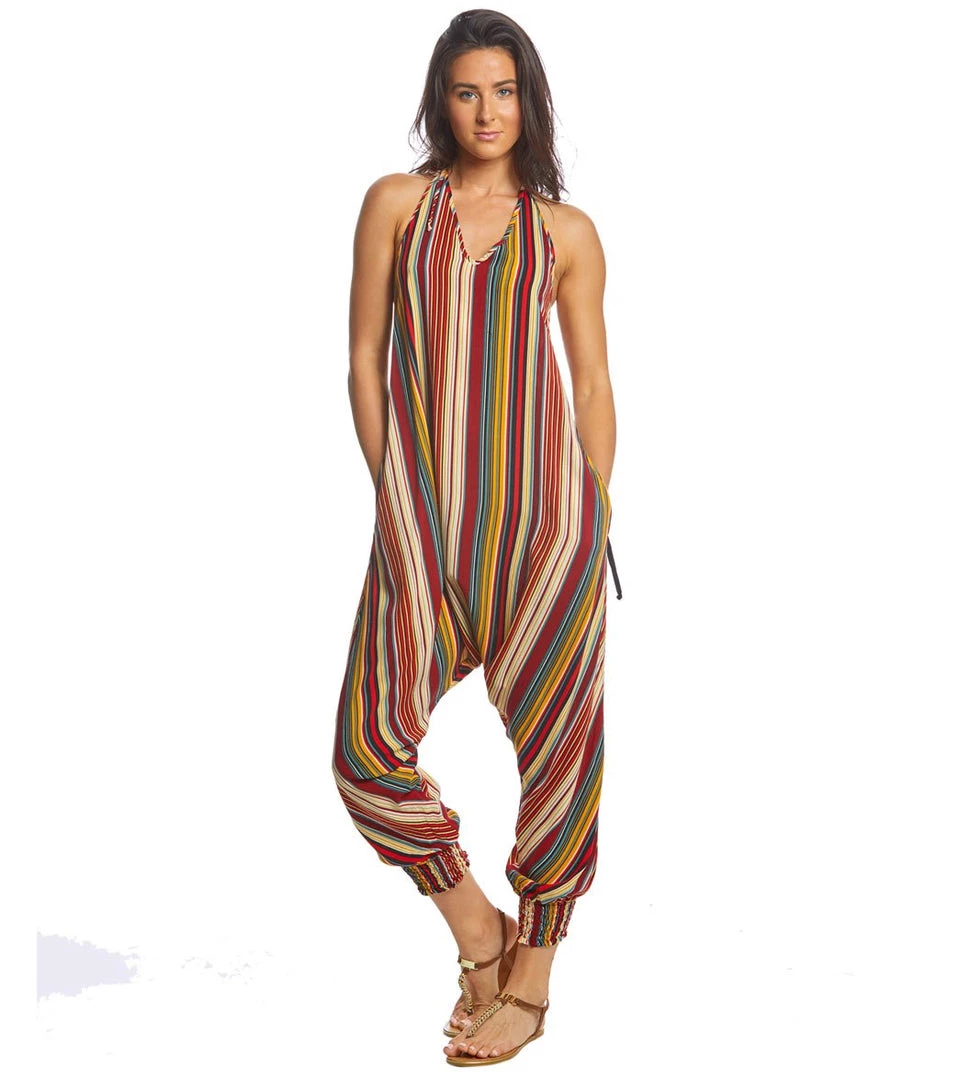 Buddha Pants Stripes Harem Jumpsuit Red 9 Buddha Pants Stripes Harem Jumpsuit Red