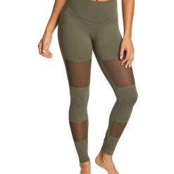 DYI Mesh Panel Yoga Leggings Olive CLOTHING